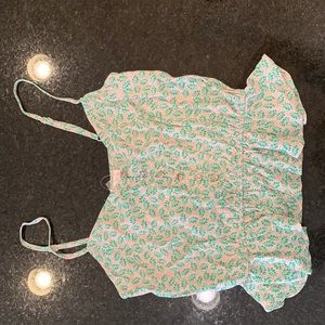 Cream and green floral tank